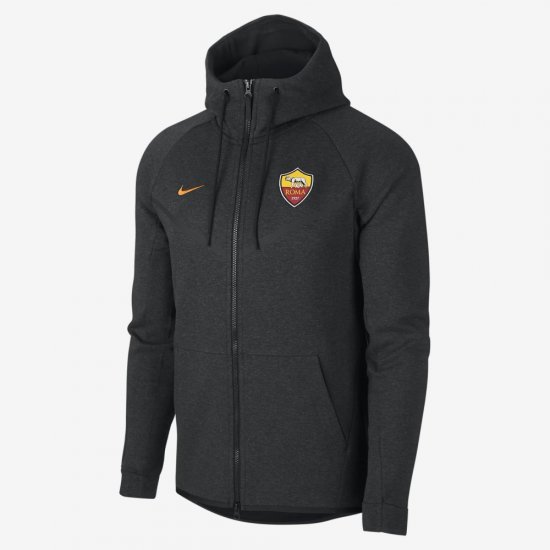 A.S. Roma Tech Fleece Windrunner | Black Heather / Vivid Orange - Click Image to Close