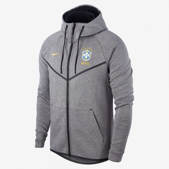 Brazil CBF Tech Fleece Windrunner | Carbon Heather / Black / Midwest Gold - Click Image to Close