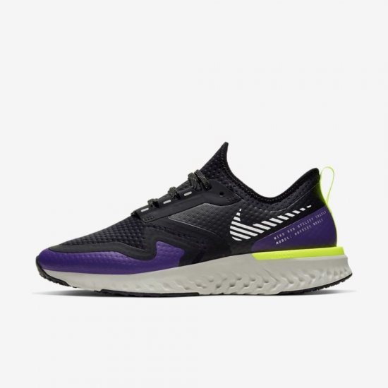 Nike Odyssey React Shield 2 | Black / Voltage Purple / Volt / Metallic Silver - Click Image to Close