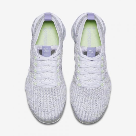 Nike Air VaporMax Flyknit 3 | True White / Purple Agate / Metallic Silver / Barely Volt - Click Image to Close