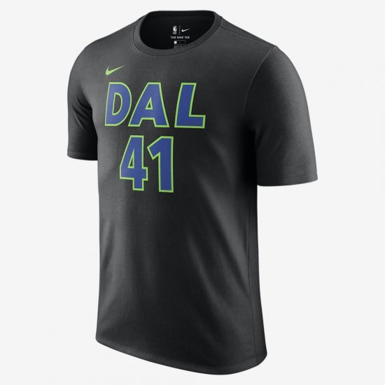 Dirk Nowitzki Dallas Mavericks City Edition Nike Dry | Black - Click Image to Close