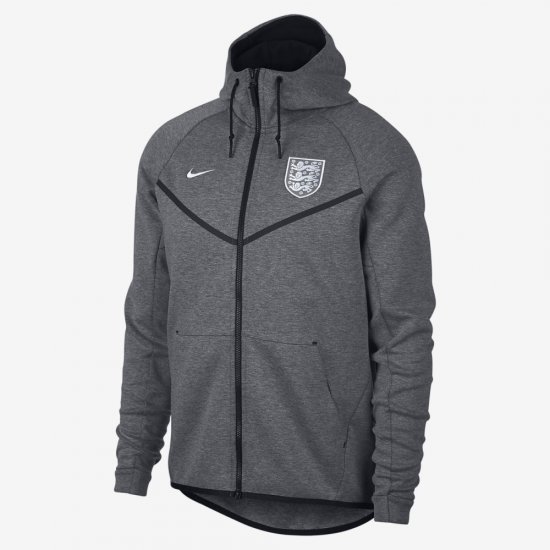 England Tech Fleece Windrunner | Carbon Heather / Black / White - Click Image to Close