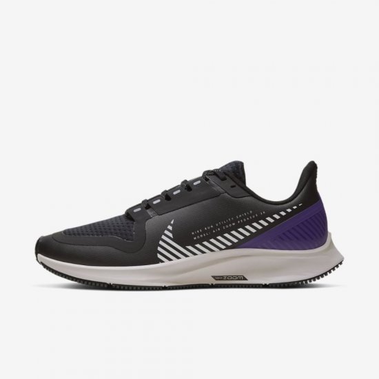 Nike Air Zoom Pegasus 36 Shield | Black / Desert Sand / Voltage Purple / Silver - Click Image to Close