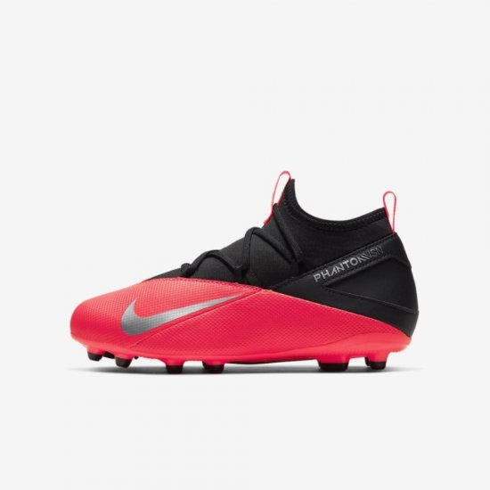 Nike Jr. Phantom Vision 2 Club Dynamic Fit MG | Laser Crimson / Black / Black / Metallic Silver - Click Image to Close