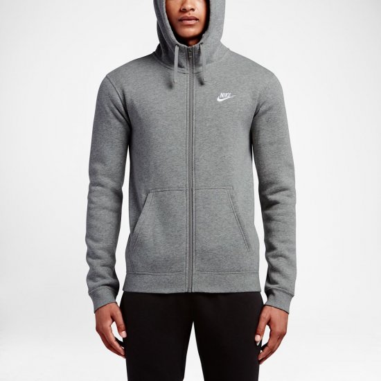 Nike Sportswear Full-Zip | Dark Grey Heather / Dark Grey Heather / White - Click Image to Close