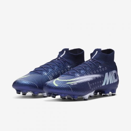 Nike Mercurial Superfly 7 Elite MDS AG-PRO | Blue Void / White / Black / Metallic Silver - Click Image to Close