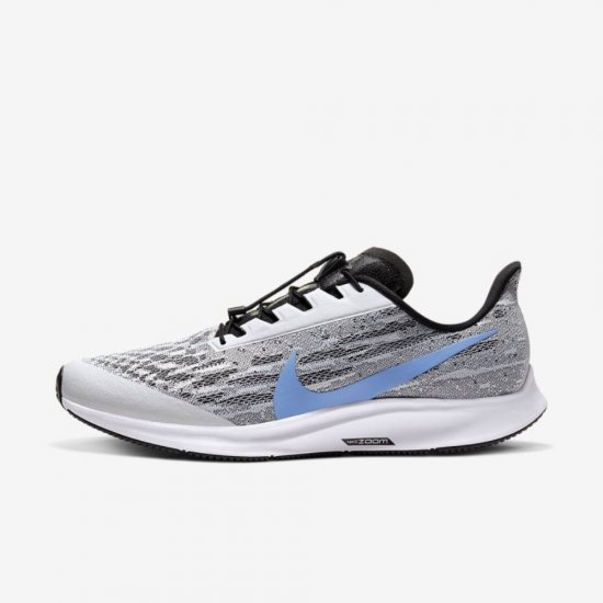 Nike Air Zoom Pegasus 36 FlyEase | White / Black / Pure Platinum / University Blue - Click Image to Close