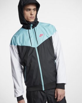 Nike Sportswear Windrunner | Black / Bleached Aqua / White / Racer Pink