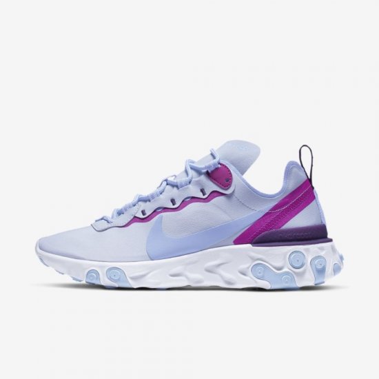 Nike React Element 55 | Football Grey / Hyper Violet / Grand Purple / Psychic Blue - Click Image to Close