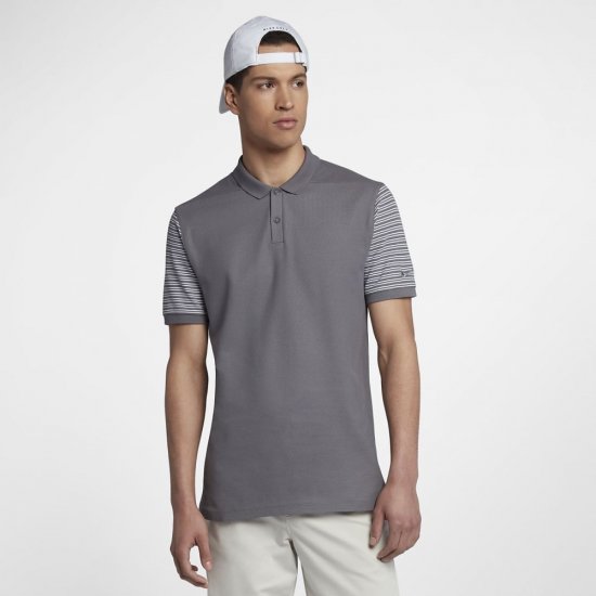 Nike Dri-FIT Pique Stripe | Gunsmoke / White / Black - Click Image to Close