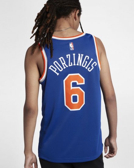 Kristaps Porzingis Icon Edition Swingman Jersey (New York Knicks) | Rush Blue - Click Image to Close