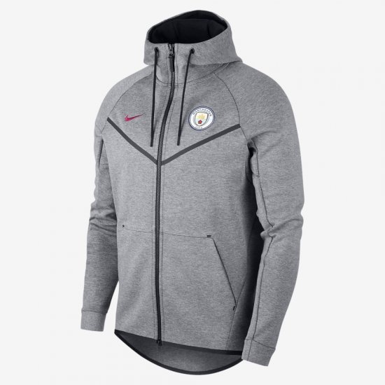 Manchester City FC Tech Fleece Windrunner | Carbon Heather / True Berry - Click Image to Close