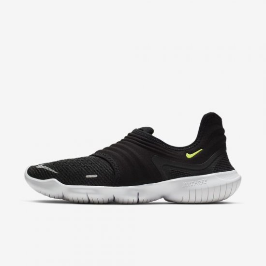 Nike Free RN Flyknit 3.0 | Black / White / Volt - Click Image to Close