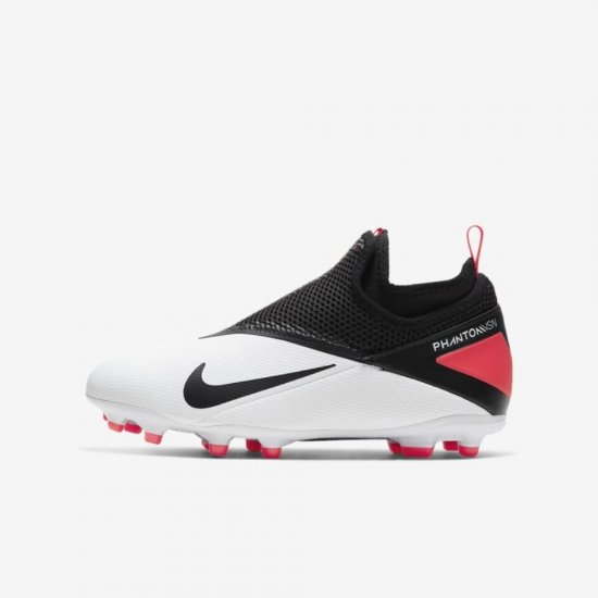 Nike Jr. Phantom Vision 2 Academy Dynamic Fit MG | White / Laser Crimson / Black - Click Image to Close