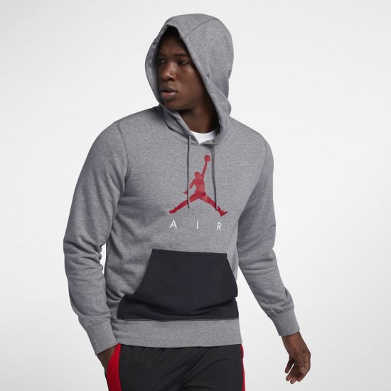 Jordan Jumpman Air Fleece | Carbon Heather / Black / Gym Red - Click Image to Close