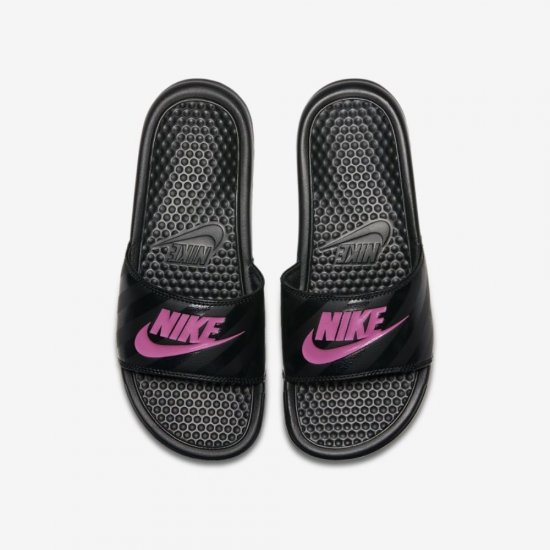 Nike Benassi | Black / Black / Vivid Pink - Click Image to Close