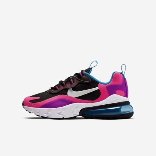 Nike Air Max 270 React | Black / Hyper Pink / Vivid Purple / White - Click Image to Close