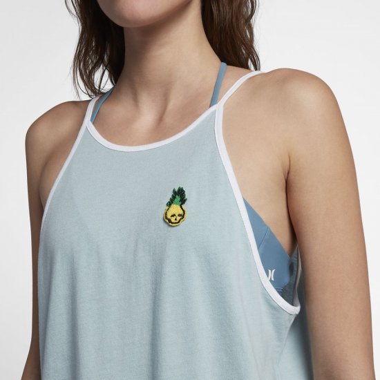 Hurley Pineapple Patch Ringer | Ocean Bliss / White - Click Image to Close