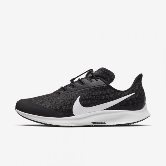 Nike Pegasus 36 FlyEase (Extra Wide) | Black / Thunder Grey / White - Click Image to Close