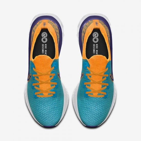 Nike React Infinity Run Flyknit By You | Blue Orbit / Laser Orange - Click Image to Close