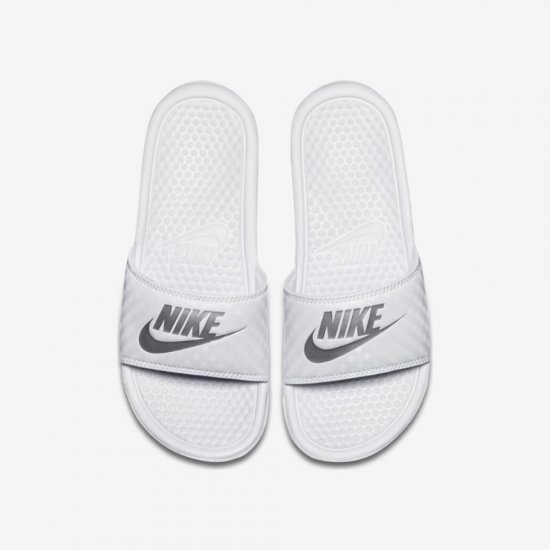 Nike Benassi | White / Metallic Silver - Click Image to Close