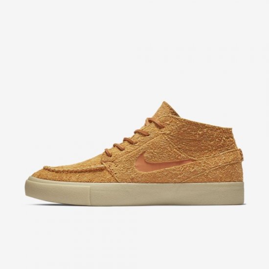 Nike SB Zoom Stefan Janoski Mid Crafted | Cinder Orange / Team Gold / Team Crimson / Cinder Orange - Click Image to Close