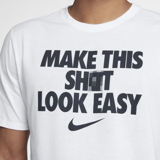 Nike Dri-FIT 'Make This Shot Look Easy' | White / Dark Obsidian - Click Image to Close
