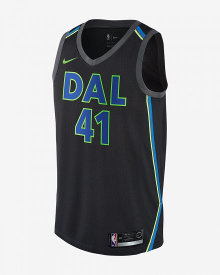 Dirk Nowitzki City Edition Swingman Jersey (Dallas Mavericks) | Black - Click Image to Close