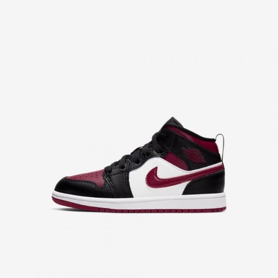 Jordan 1 Mid | Black / White / Noble Red - Click Image to Close