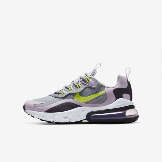 Nike Air Max 270 React | Particle Grey / Iced Lilac / Off Noir / Lemon Venom - Click Image to Close