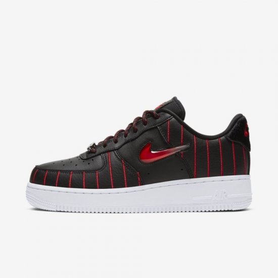 Nike Air Force 1 Jewel | Black / Black / White / University Red - Click Image to Close