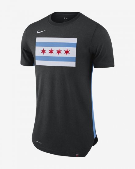 Chicago Bulls City Edition Nike Dry | Black / Valour Blue - Click Image to Close