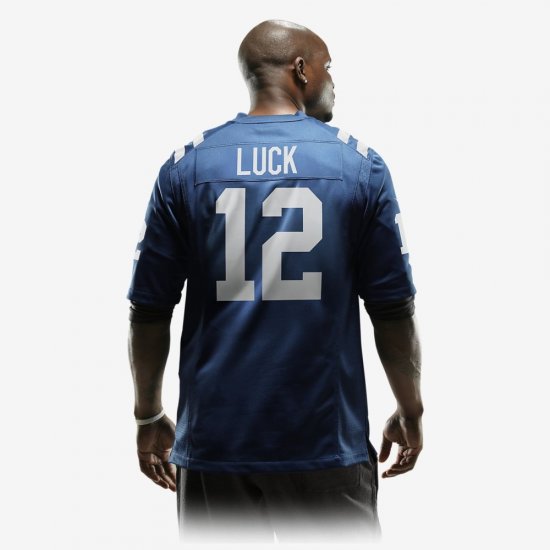 NFL Indianapolis Colts American Football Game Jersey (Andrew Luck) | Gym Blue - Click Image to Close