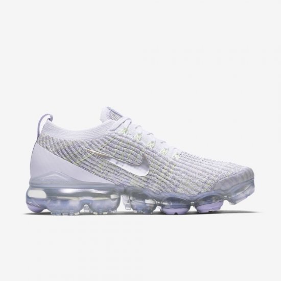 Nike Air VaporMax Flyknit 3 | True White / Purple Agate / Metallic Silver / Barely Volt - Click Image to Close