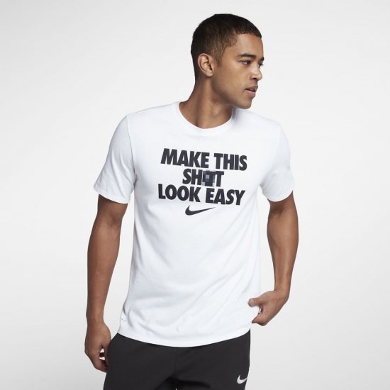 Nike Dri-FIT 'Make This Shot Look Easy' | White / Dark Obsidian - Click Image to Close