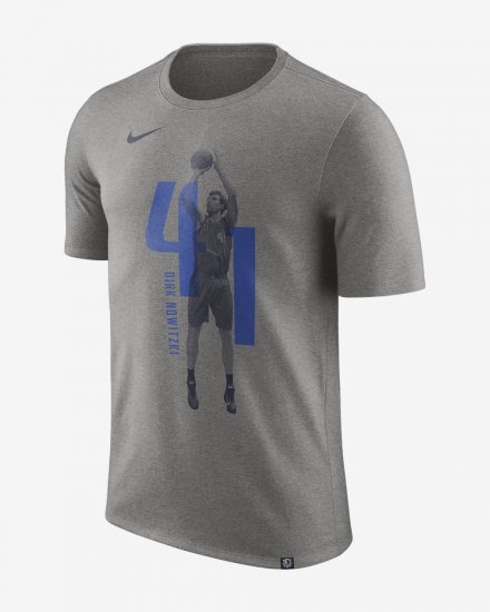 Dirk Nowitzki Dallas Mavericks Nike Dry | Dark Grey Heather - Click Image to Close