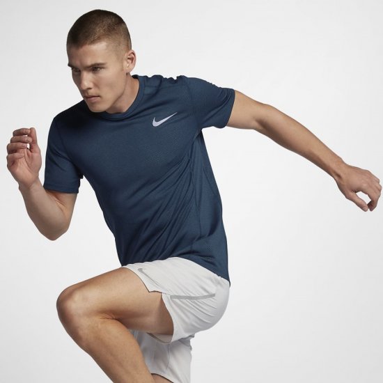 Nike Dri-FIT Miler Cool | Obsidian / Heather / Binary Blue - Click Image to Close